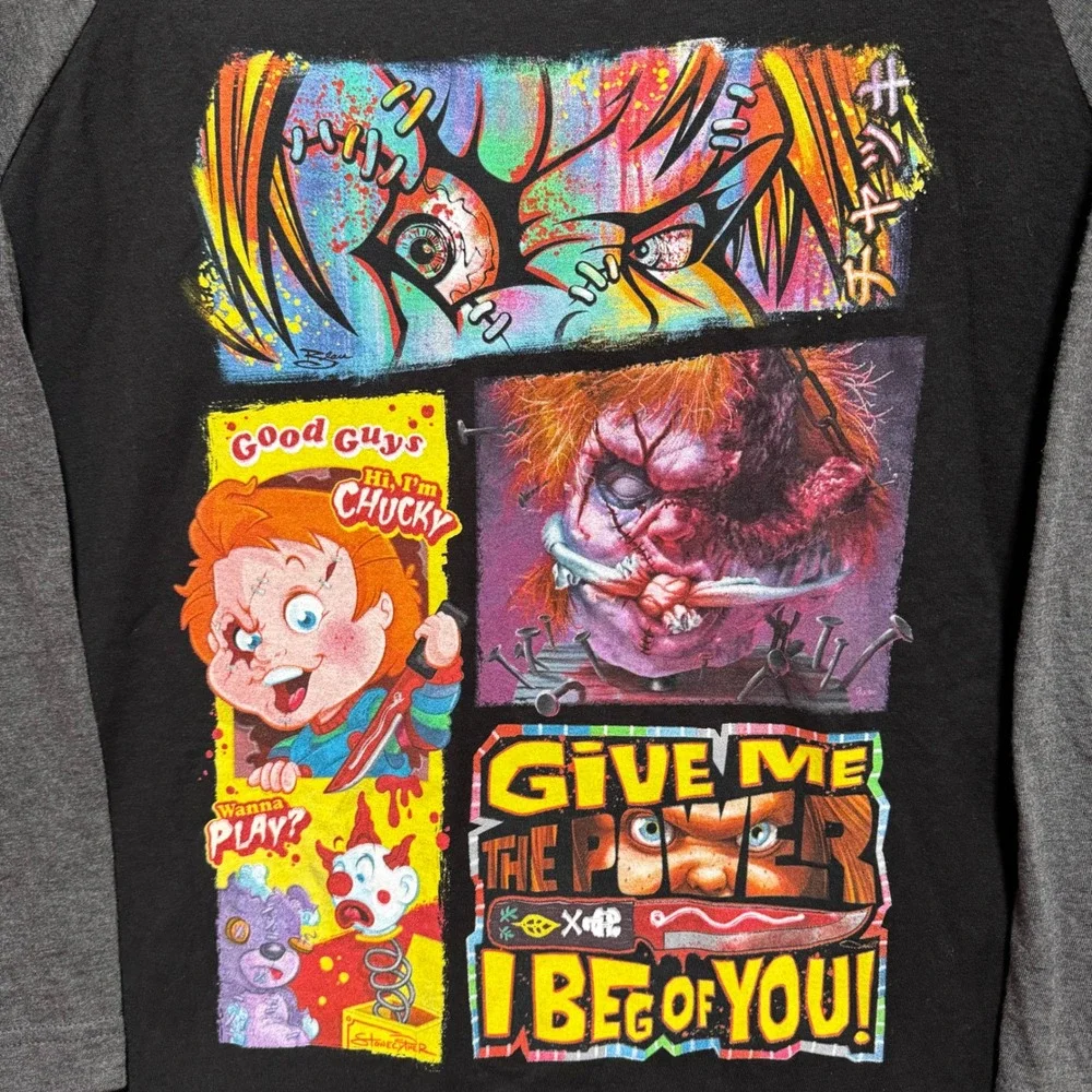 Chucky Tee XL Horror Nights Raglan 2023 Artist Signature Series Good Guys Black - Picture 4 of 10
